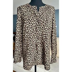 Talbots Popover Leopard/ Animal Print Blouse in S